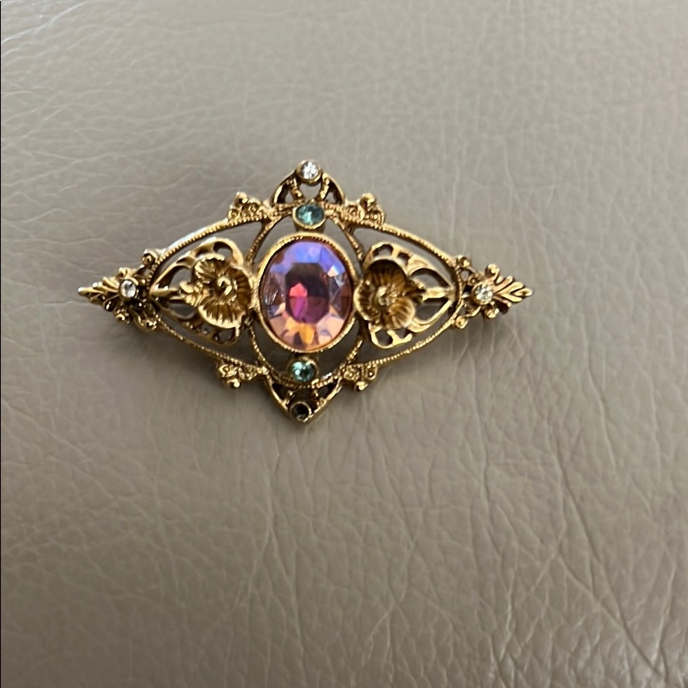 Vintage Gold and Purple Brooch - Picture 1 of 2